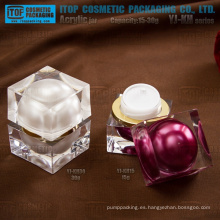 Caliente-vendiendo caro lujo rentable de las capas dobles de cristal tarro de plástico cuadrado empaquetado cosmético crema